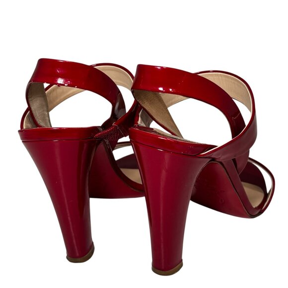 Christian Louboutin Red Patent Leather Ankle Strap Block Heel Sandals EU 38.5/8 - Picture 8 of 11